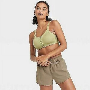 all in motion high Support Front Zip Sports Bra Green 34D NWT